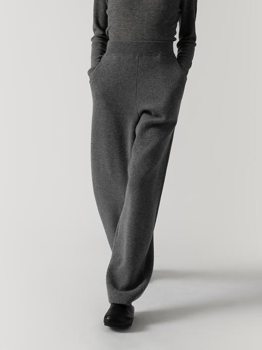 322工房重磅挺括质感羊毛羊绒针织裤2022年秋冬款加厚直筒拖地裤 商品图1