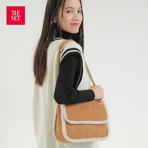 大都会艺术博物馆logo系列羊羔毛翻盖腋下包单肩包 商品图0