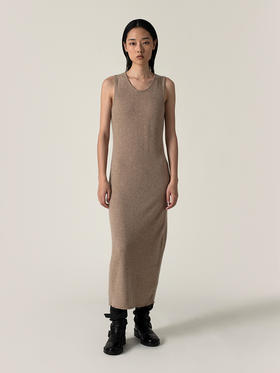 322工房精简内搭裙2022新款冬季无袖修身中长款纯羊绒针织连衣裙