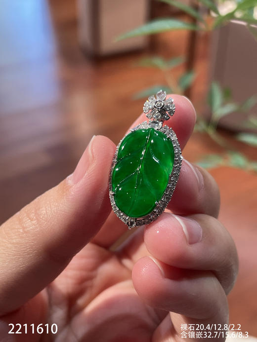 2211610，老坑高冰艳绿叶子吊坠。具体价格微信咨询 商品图6
