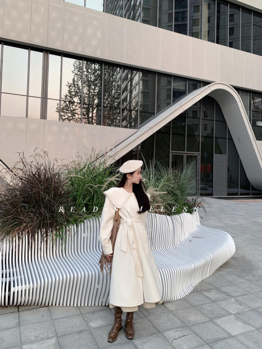 Read Nameless /白色100%全羊毛双面呢大衣 商品图6