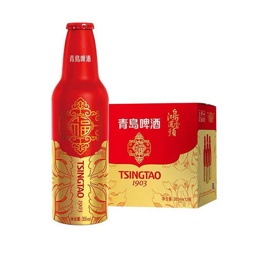 青岛啤酒鸿运当头瓶装  355ml*12 商品图1