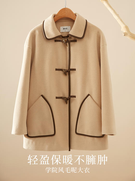 【149元福袋，不支持退换】熙世界毛呢外套女设计感秋冬款复古减龄英伦学院风牛角扣大衣 商品图2