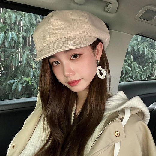 秋冬帽子新款女贝雷帽复古小众大头围反戴英伦时尚一帽三戴八角帽 商品图3