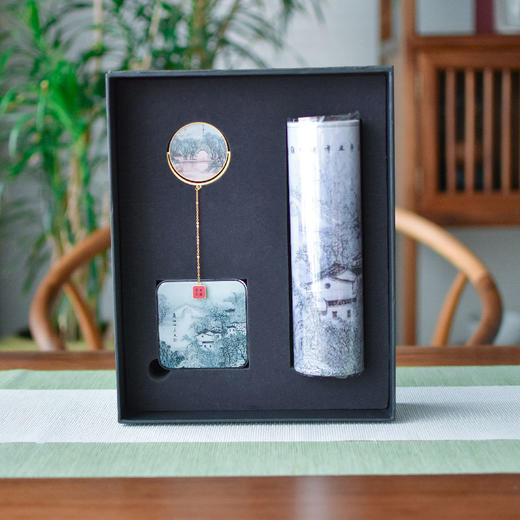 羽诗制造出品 诗画月湖套装邓维东宁波写生款充电宝鼠标垫黄铜书签文创礼盒 商品图1