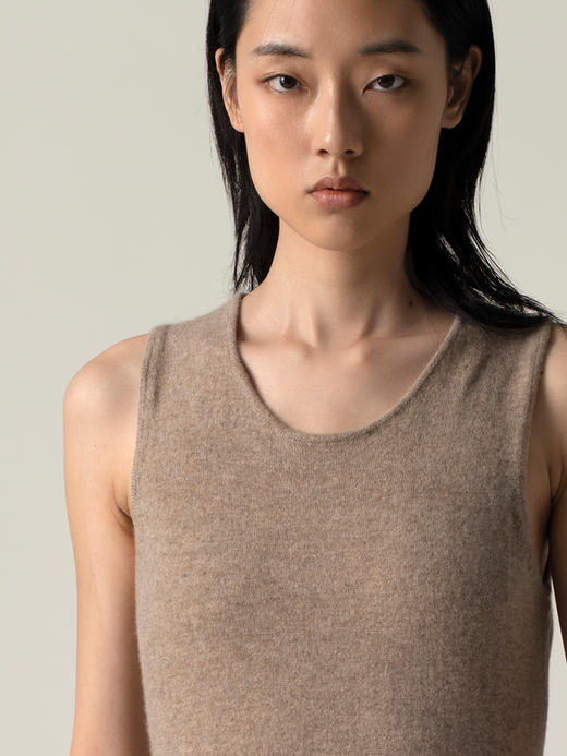 322工房精简内搭裙2022新款冬季无袖修身中长款纯羊绒针织连衣裙 商品图2