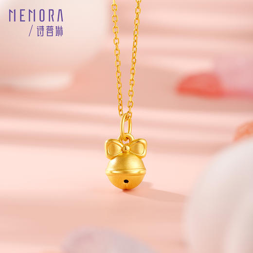 蝴蝶结铃铛吊坠3D硬金女款黄金项链足金单挂坠MEMORA诗普琳 HPE01201（线上专供） 商品图7