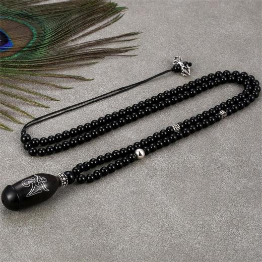 药师佛黑玛瑙项链 车挂 紫光檀镶嵌种子字  925银配件 西藏祝福礼物 商品图6