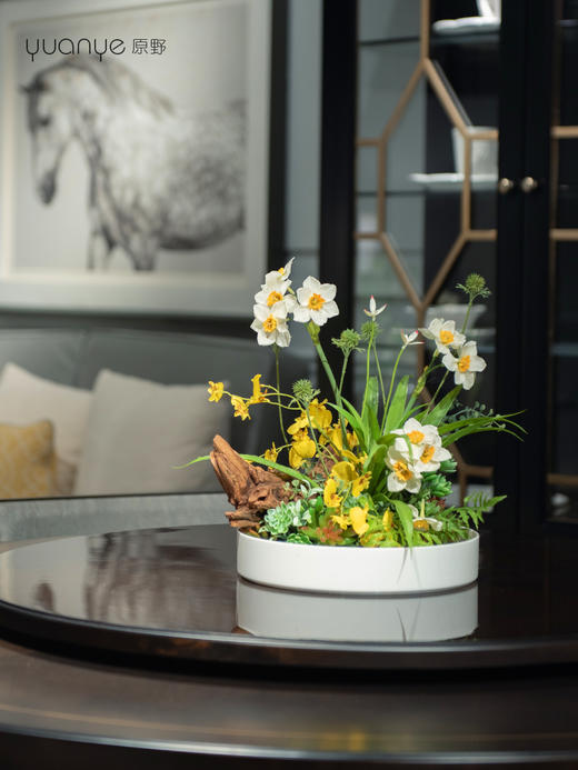 新中式酒店餐桌花大圆桌转盘摆花饭店餐厅包厢高端仿真装饰花摆设 商品图1