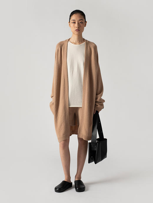 322工房轻柔质感羊毛羊绒针织外套2022年秋冬款休闲中长款开衫女 商品图4