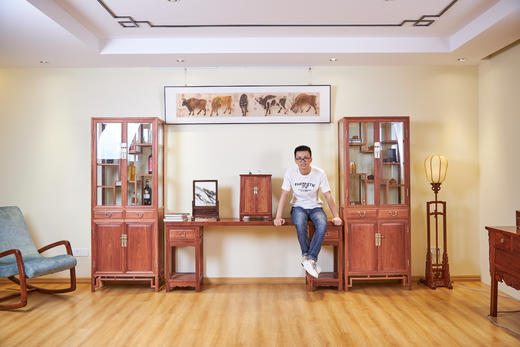 红桥红  家具严选  缅甸花梨(大果紫檀）  【多宝阁形玻璃展示柜】 商品图4