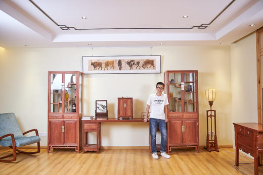 红桥红  家具严选  缅甸花梨(大果紫檀）  【多宝阁形玻璃展示柜】 商品图2