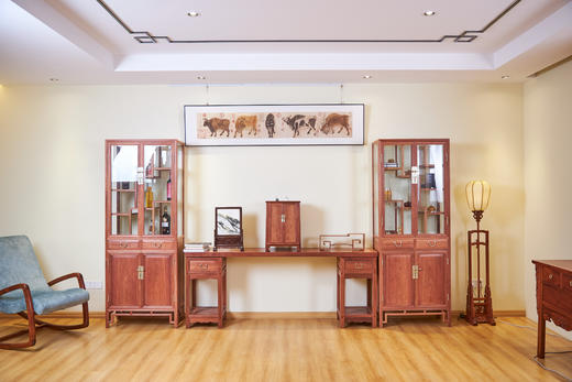 红桥红  家具严选  缅甸花梨(大果紫檀）  【多宝阁形玻璃展示柜】 商品图1