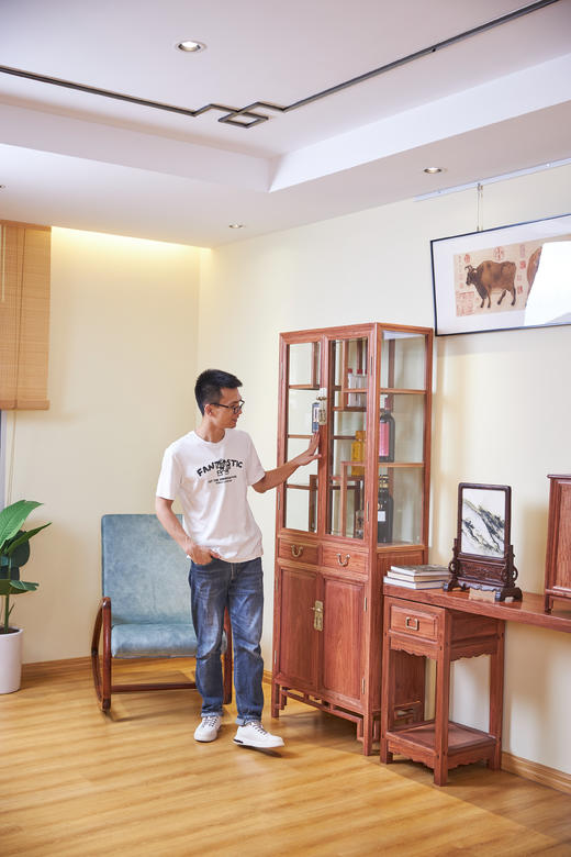 红桥红  家具严选  缅甸花梨(大果紫檀）  【多宝阁形玻璃展示柜】 商品图10