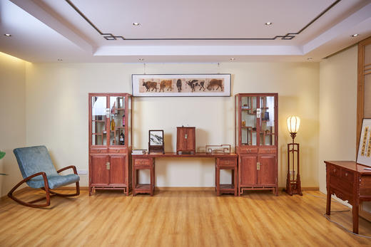 红桥红  家具严选  缅甸花梨(大果紫檀）  【多宝阁形玻璃展示柜】 商品图0