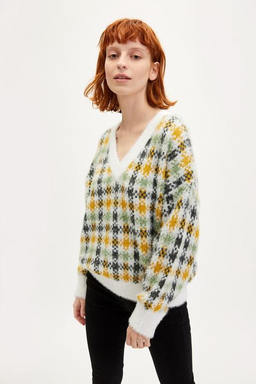 URBAN REVIVO 格纹绒感毛衣 9642 商品图3