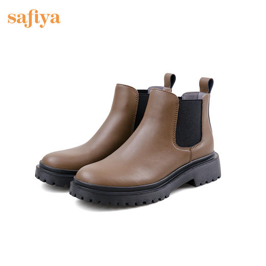 Safiya/索菲娅 2022年冬季新款法式ins风切尔西中跟厚底真皮保暖短靴 SF24116537 商品图9