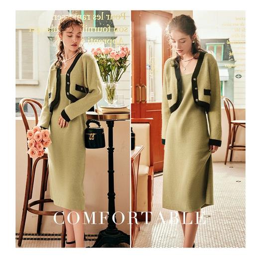 OLrain欧芮儿法式针织时尚套装女冬季2025年新款气质连衣裙两件套 商品图3