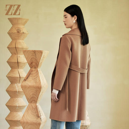 佐尔美冬季新款 气质羊毛双面呢中褛外套女E24SM08 商品图4