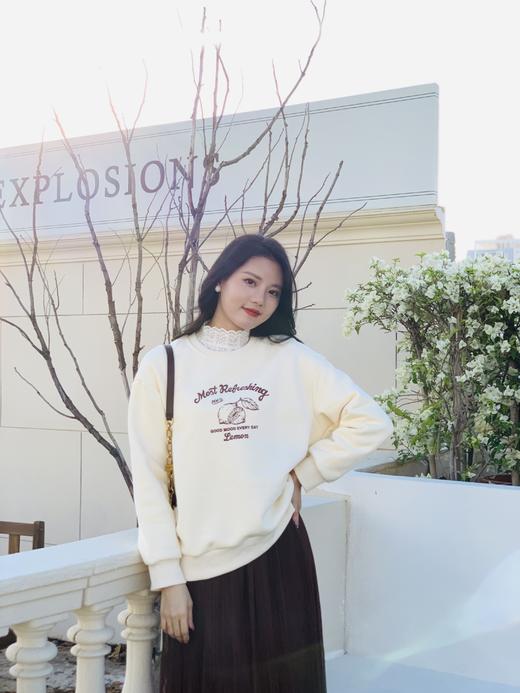 【百图lulu定制】【绒感蕾丝打底衫】仿水貂绒 气质 洋气 磨毛 蕾丝 打底衫 商品图7