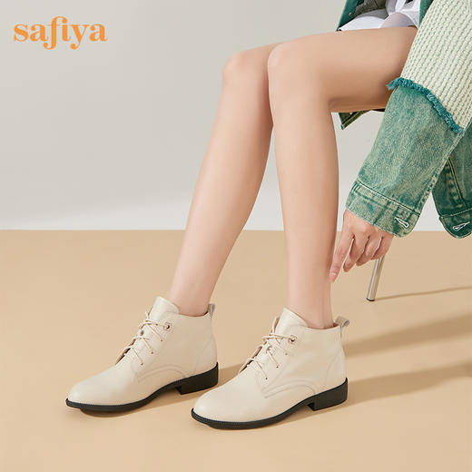 【春节不打烊】Safiya/索菲娅 秋冬英伦风2022年冬季新款时髦尖头系带低跟踝短靴 SF24116571 商品图3