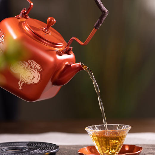 【6F】朱炳仁铜 家用简约茶具大容量煮茶壶烧水壶六六大顺茶礼套装 商品图2