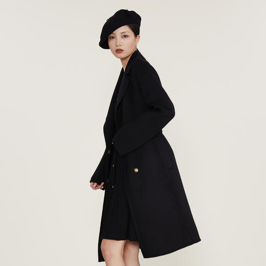 谜底2022冬季新款羊毛呢大衣女西装领修身纯色长款呢子224GD1527 商品图1