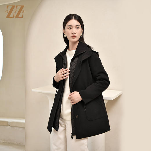 佐尔美冬季新款 羊毛双面呢棉服两件套女E24SM01 商品图2