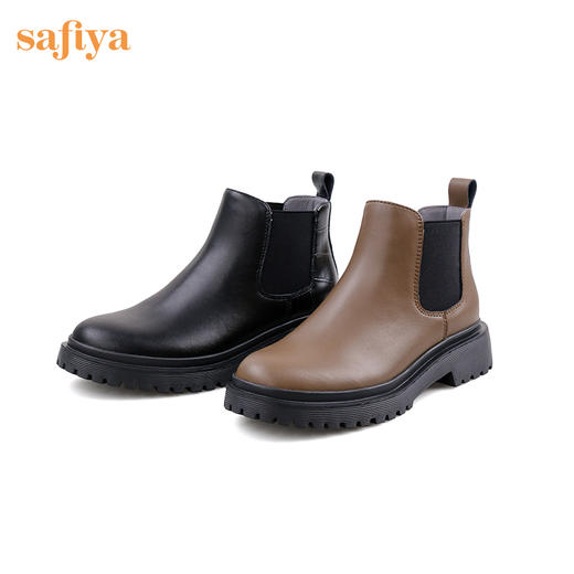 Safiya/索菲娅 2022年冬季新款法式ins风切尔西中跟厚底真皮保暖短靴 SF24116537 商品图11