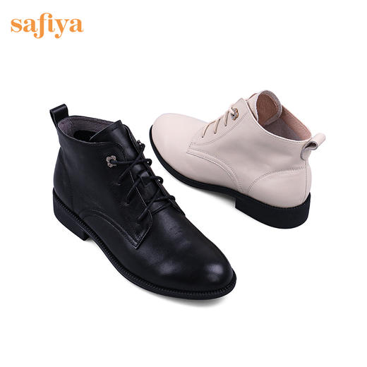 【春节不打烊】Safiya/索菲娅 秋冬英伦风2022年冬季新款时髦尖头系带低跟踝短靴 SF24116571 商品图8