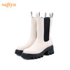 【新春秒杀】Safiya/索菲娅 潮流英伦风2022冬季新款高跟厚底复古真皮切尔西靴 SF24116180 商品缩略图5