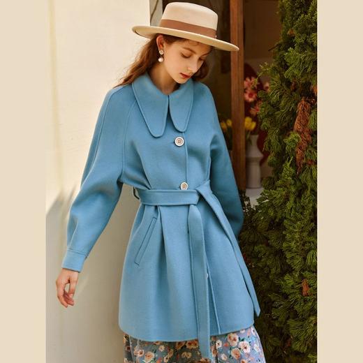 OLrain欧芮儿法式双面呢毛呢外套女春2025年新款翻领中长款大衣 商品图0