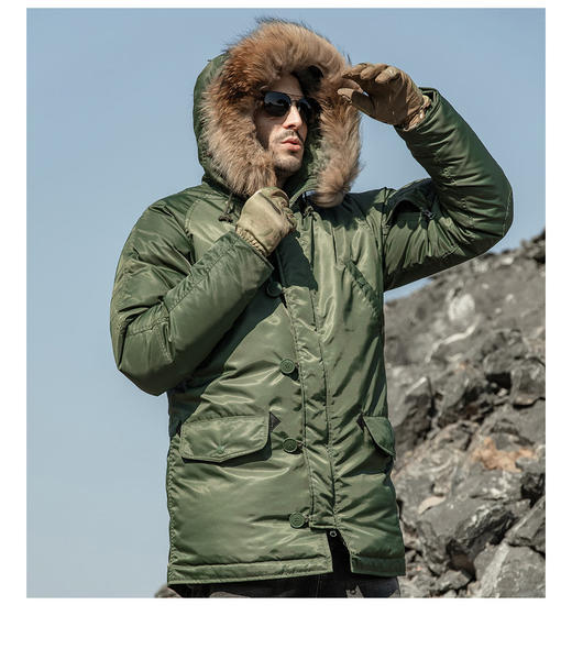 【防寒-3M新雪丽暖绒】二代N3B冬季保暖棉衣户外棉服外套真毛领连帽 商品图0