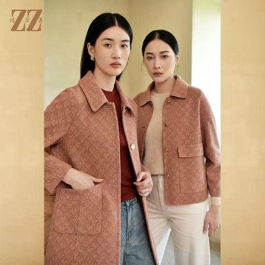 佐尔美冬季新款 气质斜纹毛呢中褛外套女E24ZZ38 商品图3