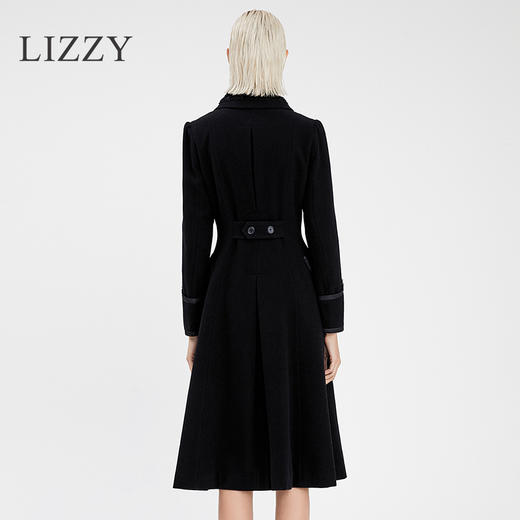 LIZZY 秋冬手工钉珠新中式翻领收腰毛呢大衣外套 商品图3