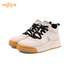 【双旦福利】Safiya/索菲娅 复古学院风2022冬季新款高帮系带拼色加绒板鞋 SF24112124 商品缩略图10