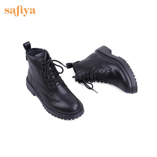 【春节不打烊】Safiya/索菲娅 新潮英伦风2022冬季新款厚底增高侧拉链机车皮靴 SF24116523 商品图10