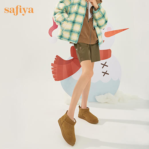 【春节不打烊】Safiya/索菲娅 2022冬季新款低帮短加厚羊毛保暖防滑雪地靴 SF2411A596 商品图5