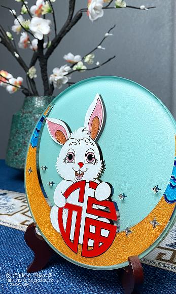 卯兔迎春掐丝玻璃盘子 商品图0