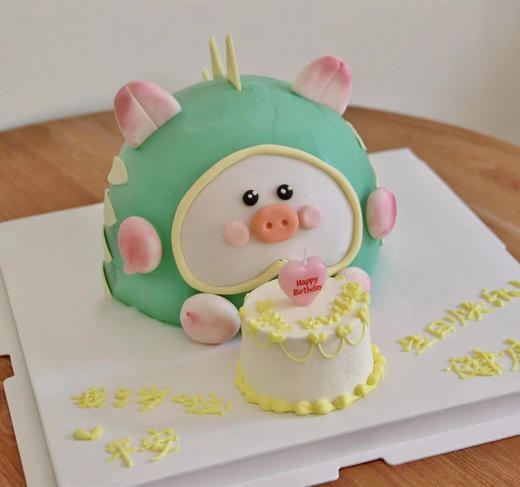 绿色lulu猪-翻糖造型蛋糕 商品图0