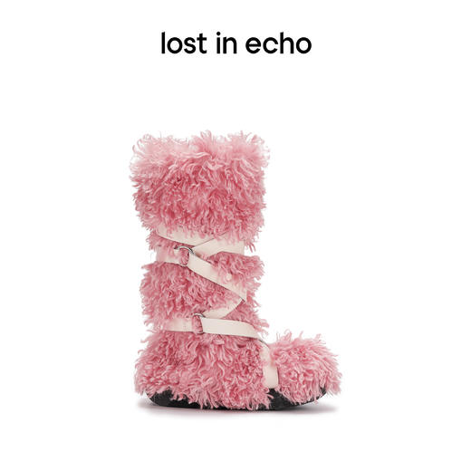 [断码]lost in echo 隆冬系列 爱斯基摩厚底绑带长毛高筒雪地靴毛毛靴 商品图1