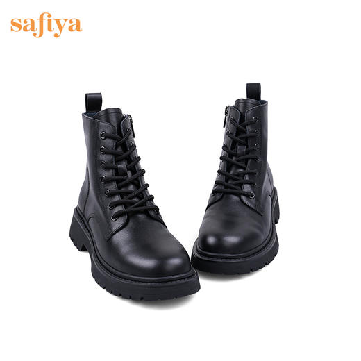 【春节不打烊】Safiya/索菲娅 潮酷炸街2022冬季新款英伦风真皮厚底系带马丁靴 SF24116034 商品图8