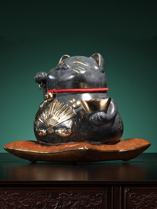 【6F】朱炳仁铜 招财猫 家居装饰艺术工艺品正品礼品招财办公室猫摆件 商品图3
