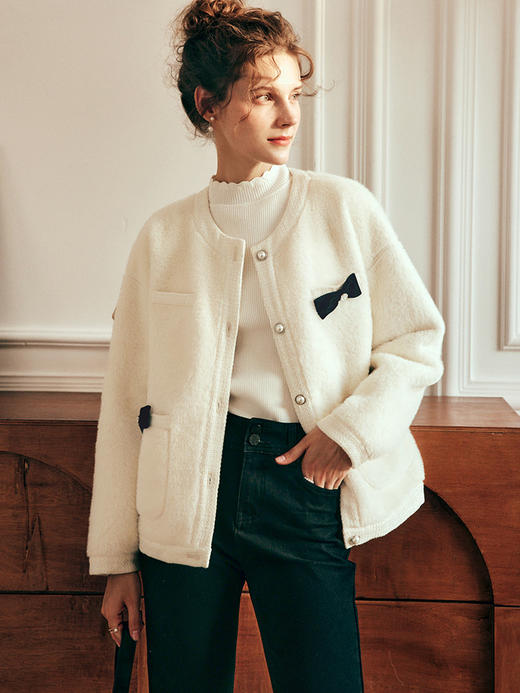 OLrain欧芮儿法式小香风短款毛呢外套女秋冬2022年新款名媛风上衣 商品图1