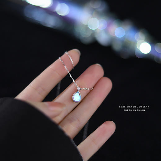 【晓寒】S925银月光石人鱼水滴项链【YXS-A2717】 商品图3