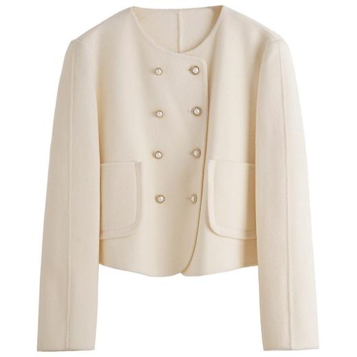 OLrain欧芮儿法式短款双面毛呢外套女秋冬2024新款双排扣羊毛大衣 商品图5