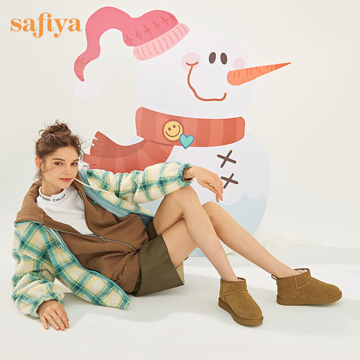 【春节不打烊】Safiya/索菲娅 2022冬季新款低帮短加厚羊毛保暖防滑雪地靴 SF2411A596 商品图6