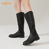 【春节不打烊】Safiya/索菲娅 新潮网红2022冬季新款炸街高筒斜切口瘦瘦骑士靴 SF24117050 商品缩略图1