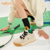 【双旦福利】Safiya/索菲娅 复古学院风2022冬季新款高帮系带拼色加绒板鞋 SF24112124 商品缩略图2