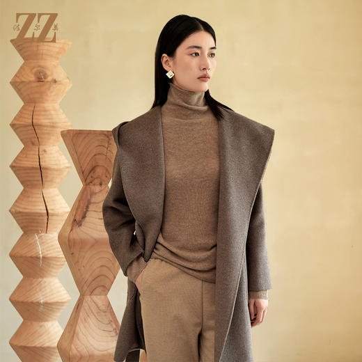 佐尔美冬季新款 气质时尚羊毛双面呢中褛外套女E24SM07 商品图3